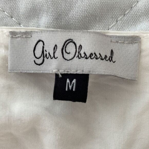 Unique top cream colored with lace sleeves crisscross front by girl obsessed M - Picture 4 of 5